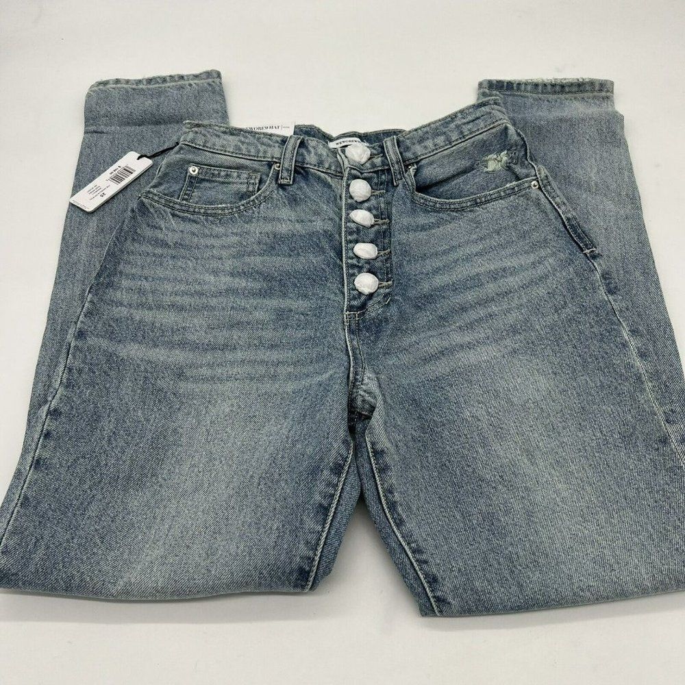 NWT WeWoreWhat The Danielle Crystal Exposed Button High Waist Jeans Size 25
